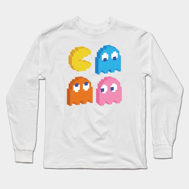 Isometric PacMan Long Sleeve T-Shirt by Jasmine Chang Art